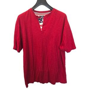Company Eighty One Mens Red Henley Shirt 3XL American Flag Placket Cotton Slub